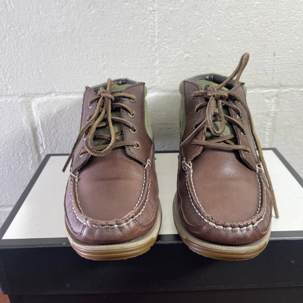 Sperry Top Sider Mariner Chukka Boots Brown Leather Canvas Lace up Men's‎ 9 M